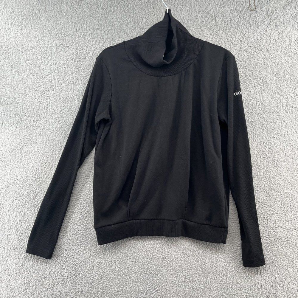 ALO Yoga Black Turtleneck Sweater Sleek Minimalist Design